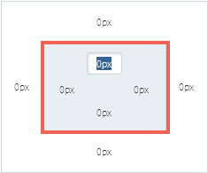 caixa branca com campos em cada lado para definir pixels. Dentro da caixa branca há outra caixa cinza com campos em cada lado para definir pixels.