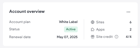 A white square with the account details listed in black text