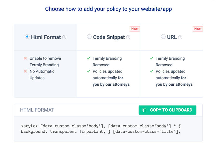 capture d'écran des options 