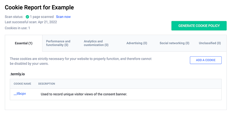 Exemplo de relatório trimestral de cookies
