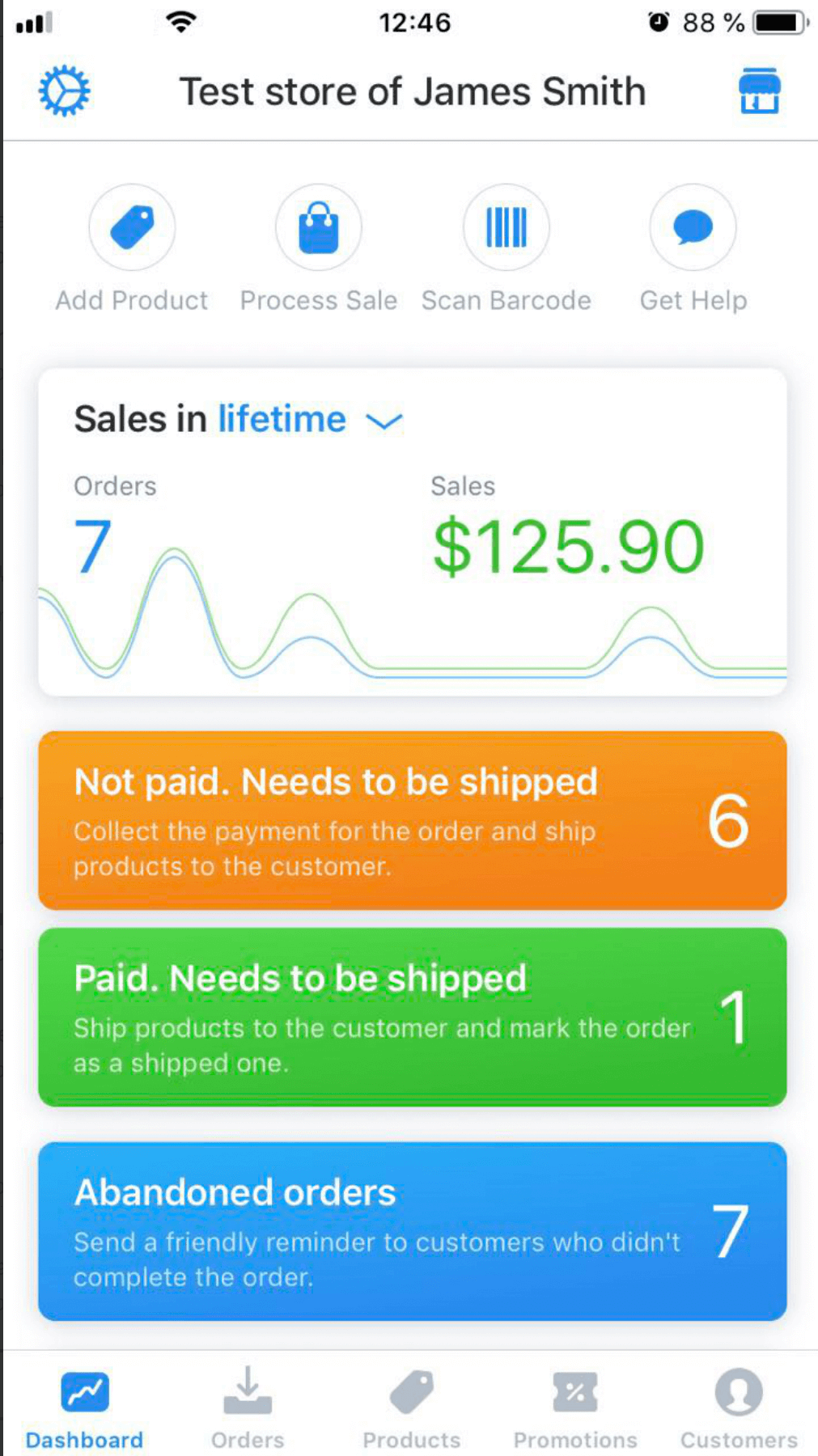 Mobile app with colored bars across the screen. Each bar is a list of store information.