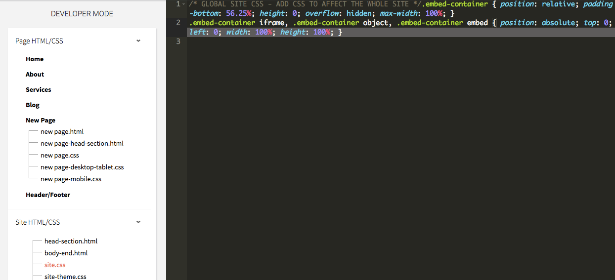 Developer mode with CSS added