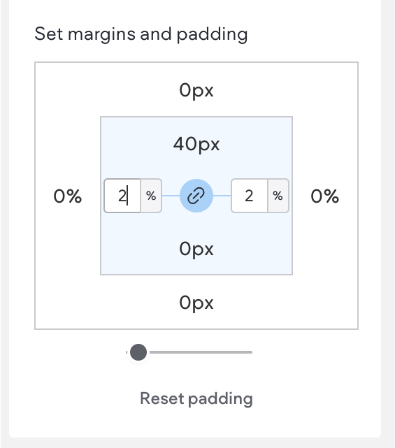 white box with fields on each side to set pixels. Inside the white box is another grey box with fields on each side to set pixels. In the middle is a lock icon.